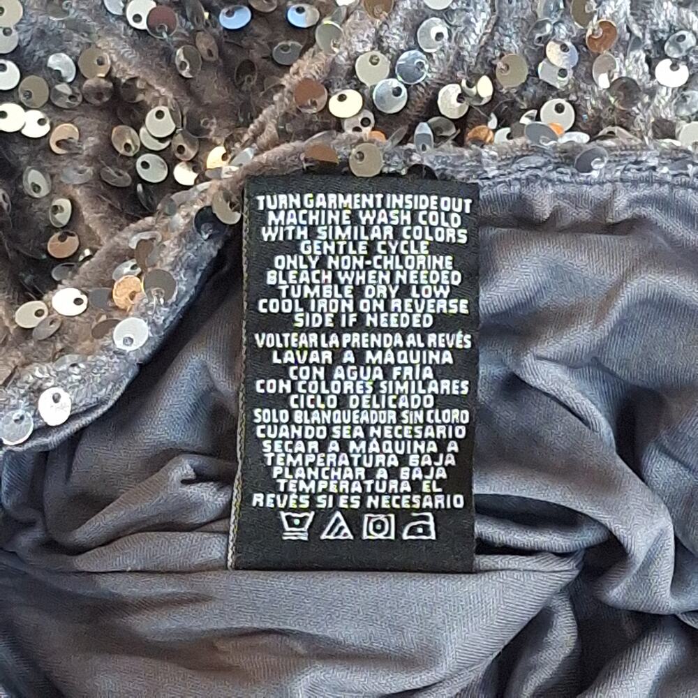 Silver Sequin Midi Skirt - Elegant Evening Shine - Picture 7 of 9